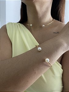 BRACELETE PÉROLAS DOURADO