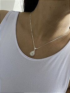 COLAR GOTA COM ZIRCÔNIAS- PRATEADO
