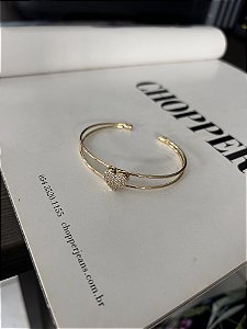BRACELETE DUPLO- CORAÇÃO CRAVEJADO- DOURADO