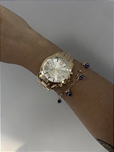 KIT RELÓGIO COM PULSEIRA OLHO GREGO