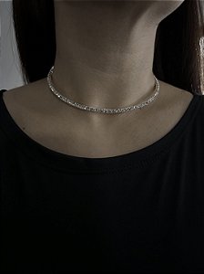 GARGANTILHA ARO STRASS PRATEADA