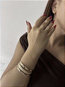KIT BRACELETE+ ANEL- REGULÁVEIS- DOURADO