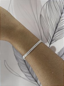 PULSEIRA BAGUETE CRISTAL- PRATEADA