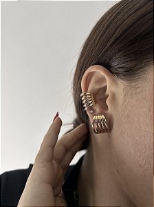 KIT BRINCOS+ PIERCING- DOURADO