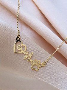 COLAR I LOVE PET FOLHEADO