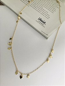 COLAR MINI CORAÇÕES FOLHEADO DOURADO