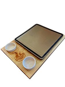Tábua de Servir Gourmet 60 x 30 cm com Chapa de Ferro