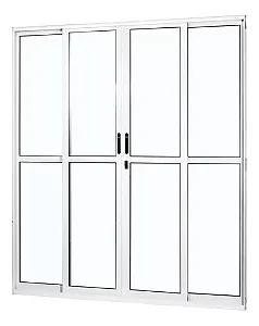 Porta De Aluminio De Correr 210x200cm 4 Folhas 2 Fixas