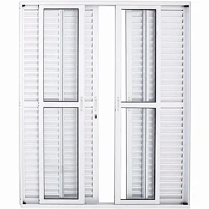PORTA BALCÃO ALUMÍNIO BRANCO 6 FOLHAS VIDRO LISO