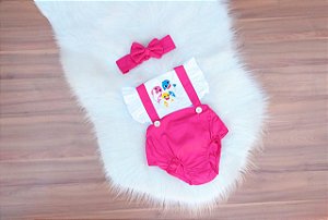 Jardineira Romper Body Bebe Menina Baby Shark