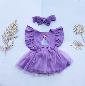 Salopete Princesa Sofia Com Tiara