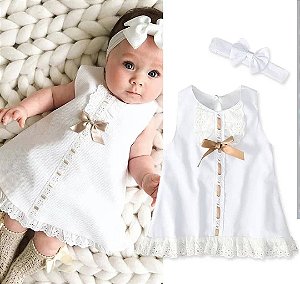 Vestido Branco Com Tiara