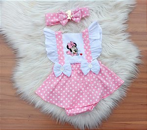 Salopete  Romper Minnie Minie Rosa C Tiara