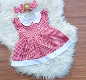 Vestido Xadrez Com Tiara