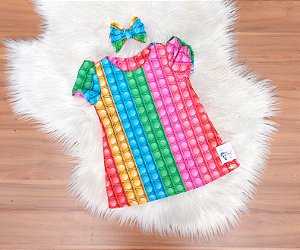 Vestido Bebe Menina Pop it Com Laço