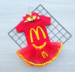 Body Tematico Mc Donalds com Saia Tutu e Laço