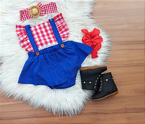 Conjunto Romper Xadrez 2 Pcs Bunda rica(nao acompanha meiA e bota)