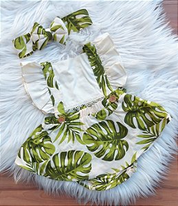 Romper Folhas Com Tiara
