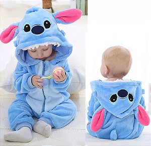 Macacão Pijama Bebê Luxo Stitch Lilo Inverno
