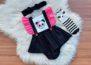 Romper Panda Com Tiara (nao acompanha meia)