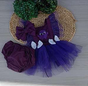 Salopete conjunto 3 peças bolofofos bebe menina temático