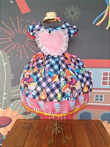 Vestido festa junina arraial mundo bita menina xadrez