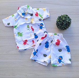 Conjunto mauricinho menino temático bento e totó canção do patinho