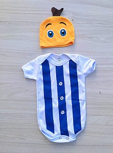 Body com touca bebe menino temático bananas de pijama mesversário