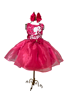Vestido aniversário tema Barbie menina festa luxo
