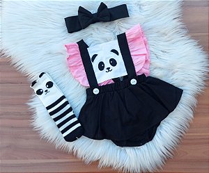 Jardineira Romper Bebe Boneca Metoo Panda C Tiara Temático(nao acompanha meia)