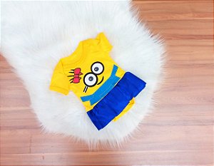 Body Temático Bebe Menina Minnios Mesversario Pronta Entrega