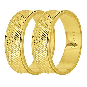 Aliança trabalhada em ouro 18k com 6mm - 3,0gr unidade