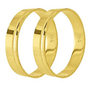 Aliança reta/canal em ouro 18k com 4mm - 2,0gr (unidade)