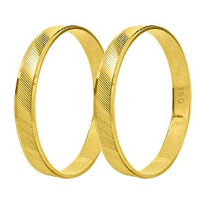 Aliança trabalhada em ouro 18k com 3mm 1,0g (unidade)