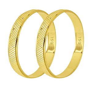 Aliança trabalhada em ouro 18k com 3mm 1,4g (unidade)
