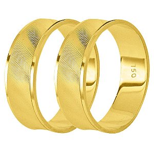 Aliança trabalhada em ouro 18k com 6mm 2,5g (unidade)