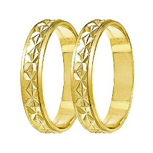 Aliança trabalhada em ouro 18k com 4mm 1,5g (unidade)