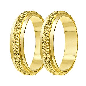 Aliança trabalhada em ouro 18k com 5mm 3,5g (unidade)