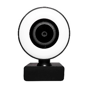 Webcam 2K Full Hd Com Ring Light Touch Com Microfone W300 Preto - Oex