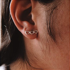 Brinco Ear Cuff 3 Corações