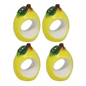 Conjunto de 4 anéis de Guardanapo Decorativo Cerâmica Lemons  8x2x6cm Bon Gourmet