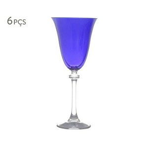 Conjunto de 6 Taças Cristal para Vinho Tinto Alexandra Azul 250ml Bohemia