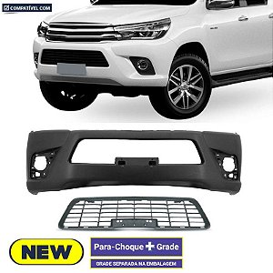 Parachoque Hilux 16/18 Dianteiro Preto Text  + GRADE Cab. Dupla s/ Grade