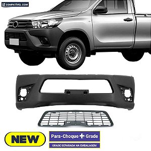 Parachoque Hilux 16/18 Dianteiro Preto Texturizado + GRADE  Cab. Simples s/ Grade