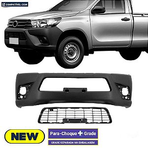 Parachoque Hilux 16/18 Dianteiro Preto Liso  + GRADE  Cab. Simples s/ Grade