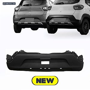 Parachoque Kwid Outsider 19/... Traseiro Preto Liso c/ furo para aplique