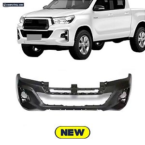 Parachoque Hilux 18/21 Dianteiro Preto Liso s/ Grade c/ furo p/ aplique