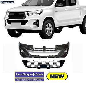 Parachoque Hilux 18/21 Dianteiro Preto Liso c/ Grade c/ furo p/ aplique