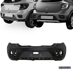 Parachoque Sandero Stepway 15/20 Traseiro Preto Liso