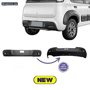 Parachoque Uno Novo  Way 14/16 Traseiro Preto Liso Moldura Inferior